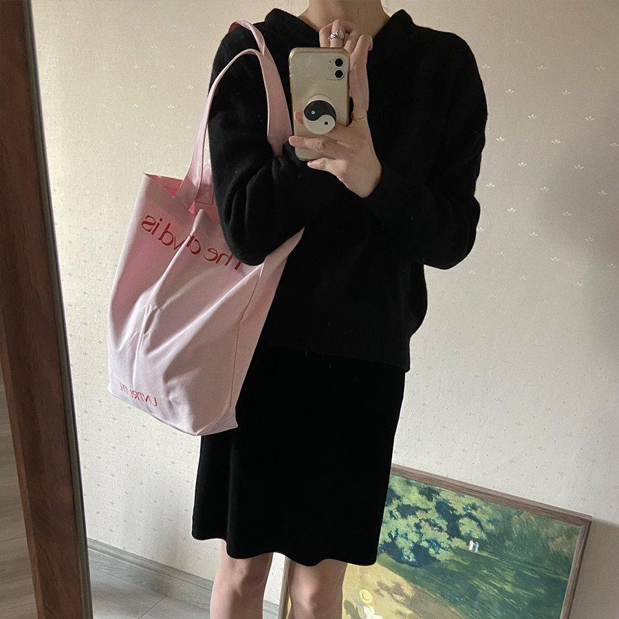 Сумка через плечо женская с напечатанными буквами Lazy Wind розовая студенческая большая вместительная холщовая сумка универсальная школьная сумка для поездок на работу