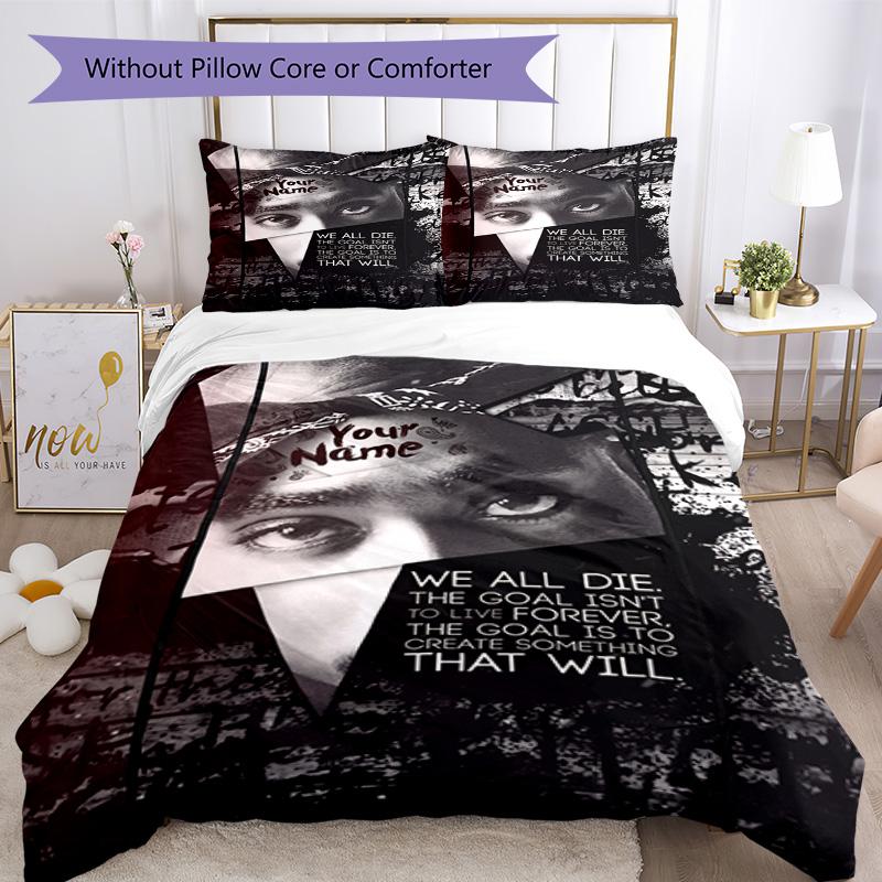 2pac Customize Your Name Duvet Cover Set Design for Bedrooms Soft Bedding Custom Room Decor Christmas, WeddingPerfect