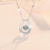 925 Sterling Silver Moissanite U-Shaped Beating Heart Necklace for Women