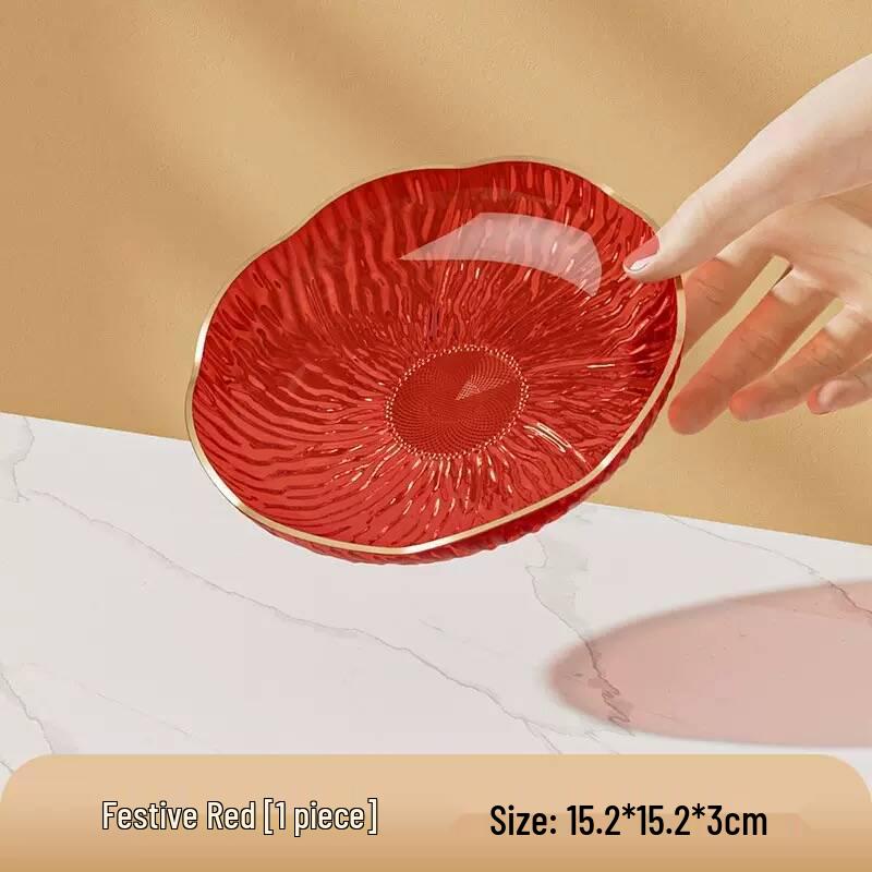 Elegant Floral Plastic Fruit and Dessert Display Plate for Home or Living Room