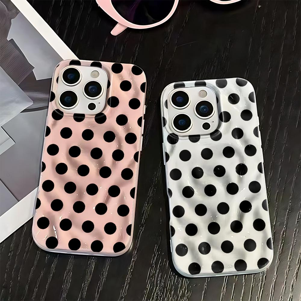 Черный Чехол из Силикона в Горошек Однотонный Для Iphone 15 14 13 11 12 17 Plus 16 Pro Max Простой Минималистичный Чехол