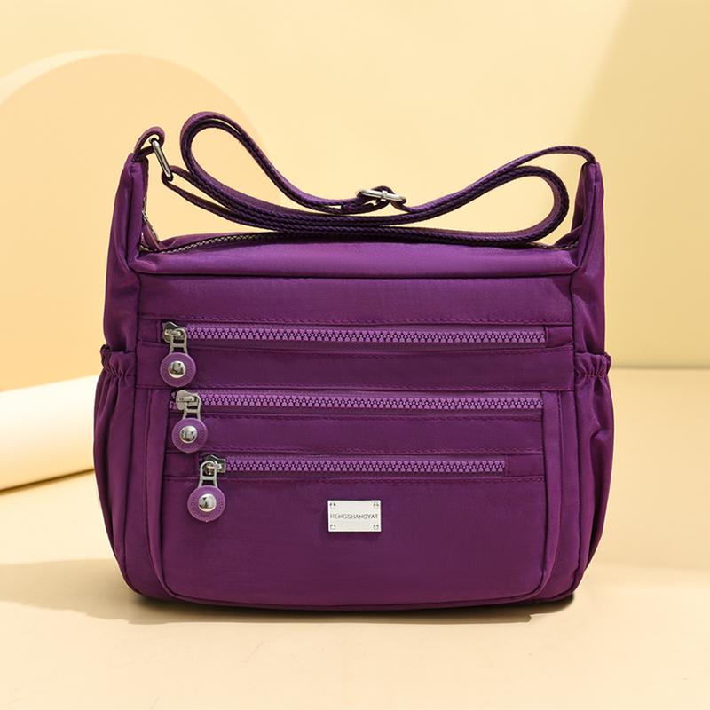 Large Capacity Water-Repellent Nylon Bag Women's Shoulder Crossbody Bag Multi-Pocket Middle-Aged Mother Bag