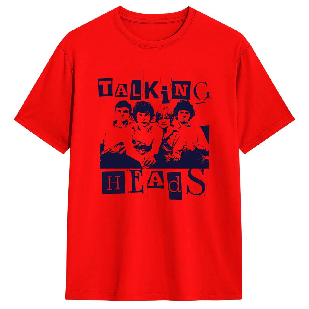 Funny Band Talking Heads Art TShirt for Unisex O Neck Pure Cotton T Shirts Short Sleeve Tee Shirt Adult Clothes