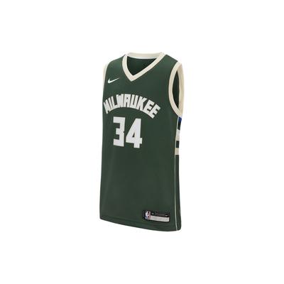 Молодежный ретро баскетбольный жилет Яннис Адетокунбо #34 Milwaukee Bucks Сезон 20 Fan Edition Мужские топы Зеленый AA4539-323