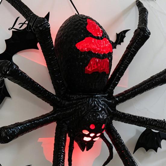 Lighted Spider for Holiday Pranks Halloween Animatronics Hanging Decoration Scary Giant with LED Eyes Horror Props Escape Rooms And Sound Outdoor