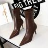 Womens European and American Style Fashion Simple Thin Heel High Heel Shallow Mouth Pointy Short Boots
