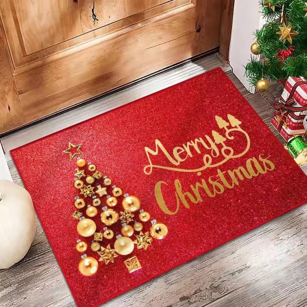 Crystal velvet Christmas Mat Santa Claus Floor Mat New Xmas Doormat  Bedroom