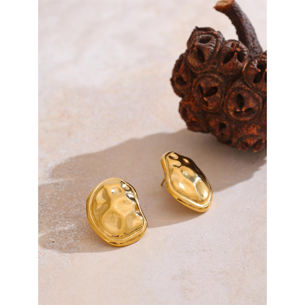 Eetit Отличительные геометрические серьги-гвоздики из нержавеющей стали с металлической текстурой и молотком, водонепроницаемые минималистичные ювелирные аксессуары