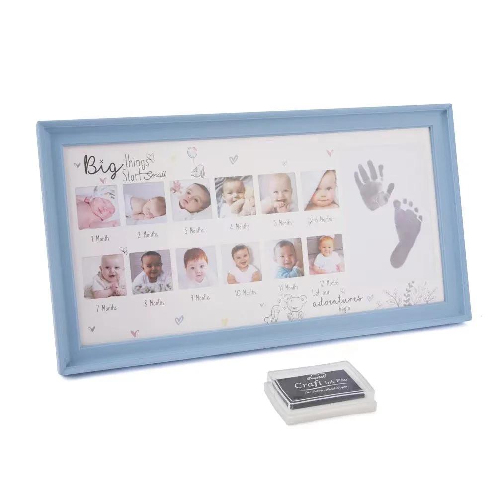 Фоторамка для фото с указанием роста ребенка 39X21 см, отпечатки рук и ног на 12 месяцев, мемориальная рамка для фотографий с указанием роста ребенка в возрасте одного года