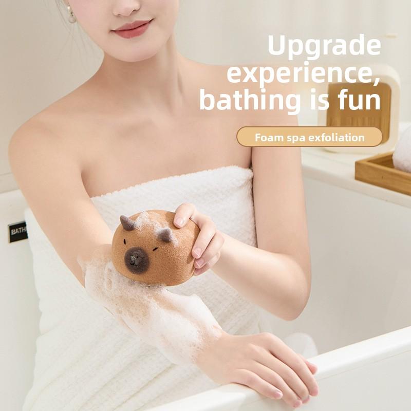1 шт. Мочалка-капибара для душа, для отшелушивания всего тела, массажная щетка, скрабер, щетка для тела, губка-щетка, аксессуары для ванной