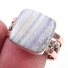 Натуральный камень Голубой кружевной агат Серебро 925 пробы Двухцветное кольцо Размер 8.5 D3S12