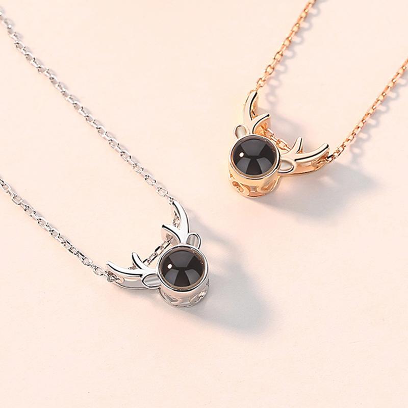 Ожерелье для женщин, One Deer with You, проекция универсальной ключичной цепочки, модный кулон в виде рогов оленя, памятный подарок для пары на дороге