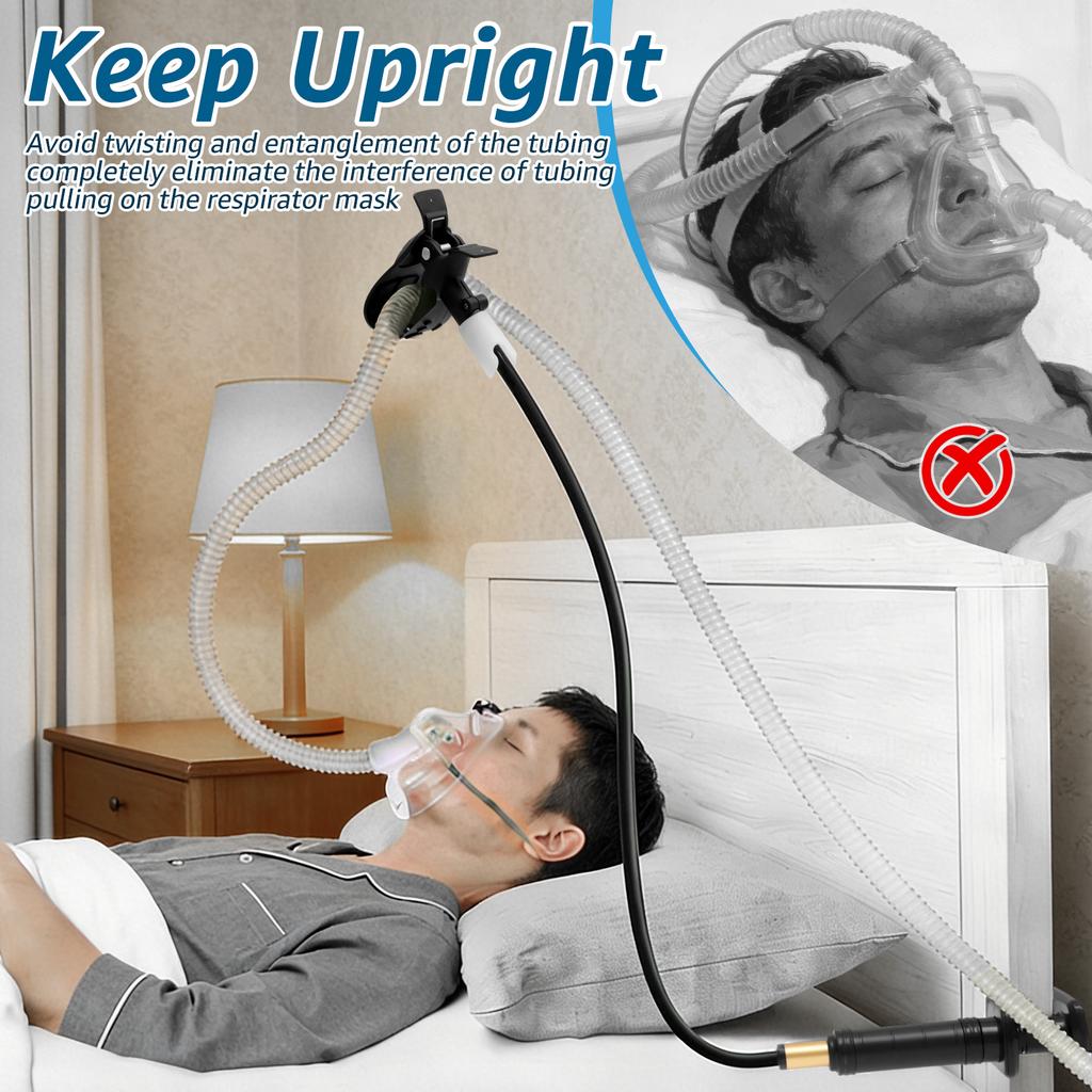 Универсальный держатель для трубки CPAP для сна, предотвращающий запутывание, регулируемый поворотный, предотвращающий утечку и перегиб трубки