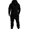 Zipped Up Men One Pieces Hooded Jumpsuit Solid Color Long Sleeve Winter Warm Casual Tracksuit