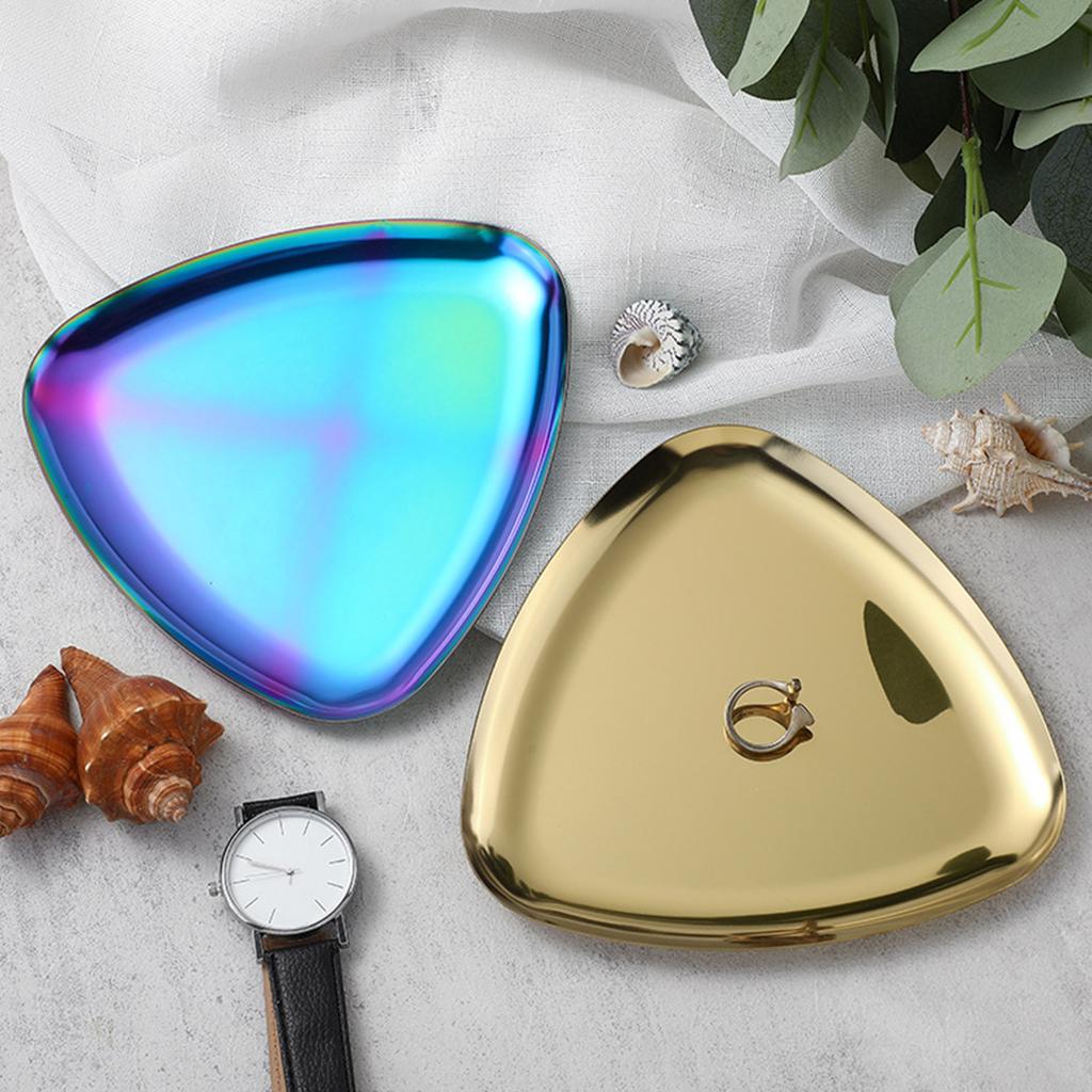 Элегантный металлический поднос треугольной формы для хранения украшений и косметики, декоративный органайзер для дома, офиса, для демонстрации