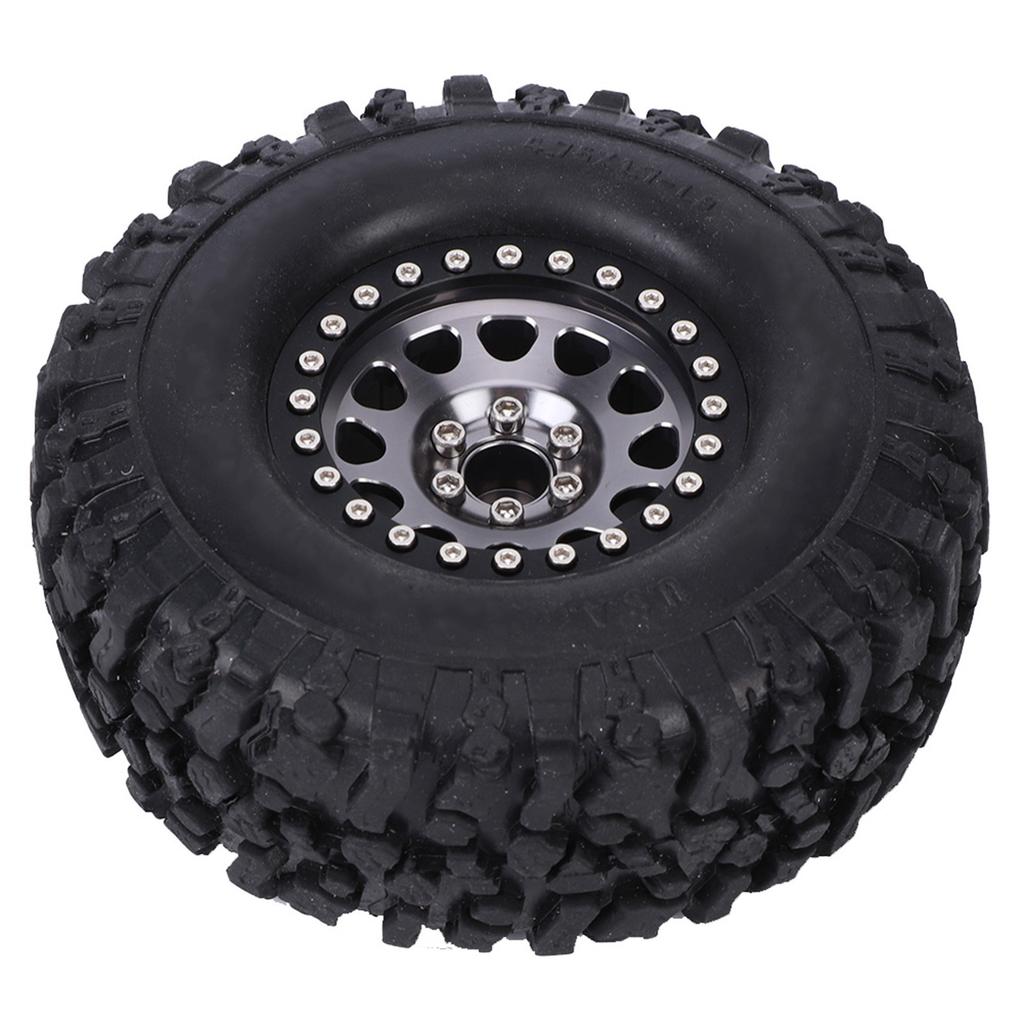4pcs RC Universal Crawler Rubber Tire Metal Wheel Hub RC Car Accessory Couleur Titane