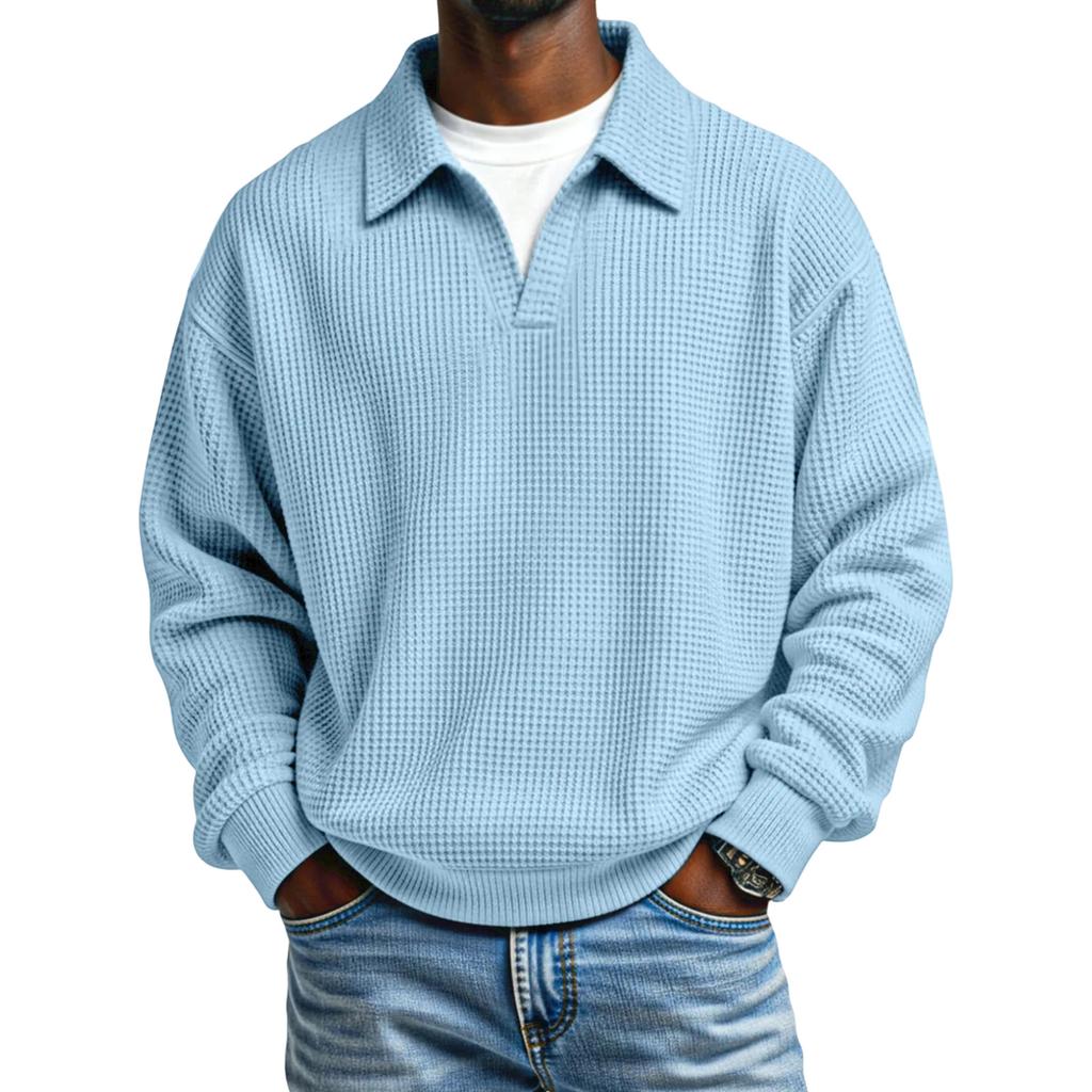 Men's Collarless Casual Sweatshirt Without Buttons