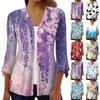 Женская модная свободная повседневная блузка на пуговицах с рукавами из семи частей и принтом, кардиган, топ