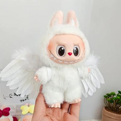 Лабубу Черно-белые носимые перьевые крылья Одежда для кукол Наряд Аксессуары для 15-17см DIY Мини-одежда для кукол Подарок для девочки