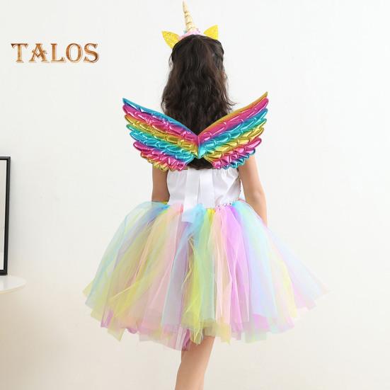 Bolalar chiqishi Farishta qanotlari Rangli malika ko'rinishi Yengil qayta ishlatiladigan Sahna shousi rekviziti Halloween Rojdestvo Kospley qanotlari rekviziti