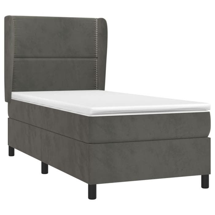 Maison Exclusive - Sommier à lattes de lit et matelas Gris foncé 80x200 cm Velours
