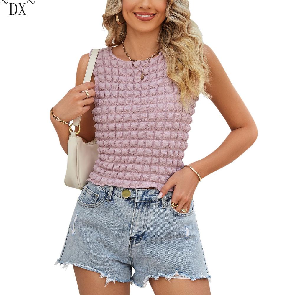 DX ~ ~ трансграничное женское летнее и летнее новое короткое платье Amazon с попкорном с открытым пупком, сексуальный топ на бретелях для пикантных девушек