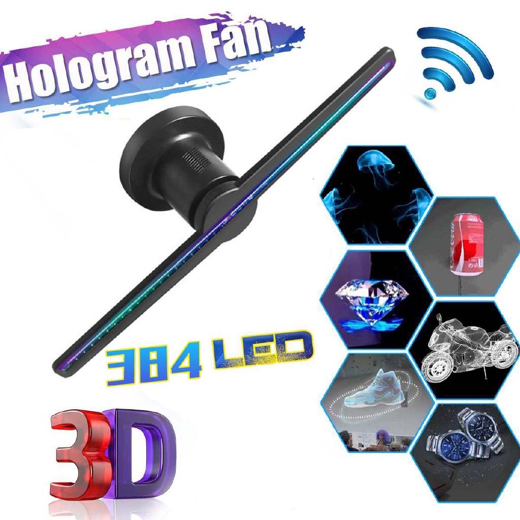 3D LEDs 384 Lamp Beads HD Remote Hologram Fan Projector Advertising Display WIFI Holographic Display Player