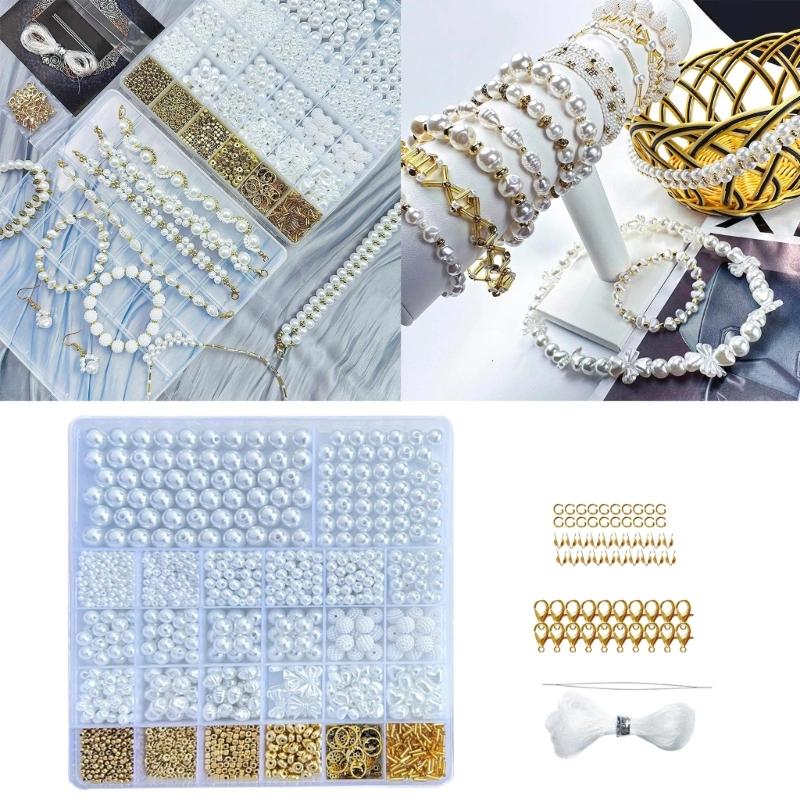 Versatile Spacer Beads Charm Loose Beads ABS Material DIY Beads Set Threading Beads for DIY Bracelet and Jewelry Making