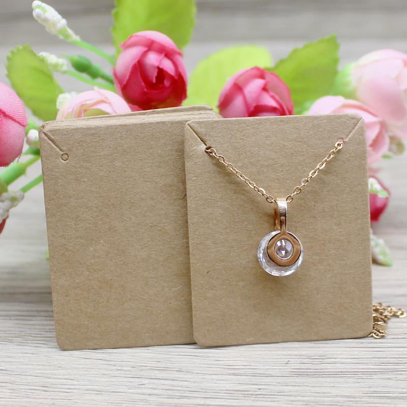 50 шт. Бумажная карточка для сережек-гвоздиков 5x4 см коричневого/белого цвета, сделай сам, упаковка для украшений, маленькая пустая карточка для демонстрации ожерелья с подвеской