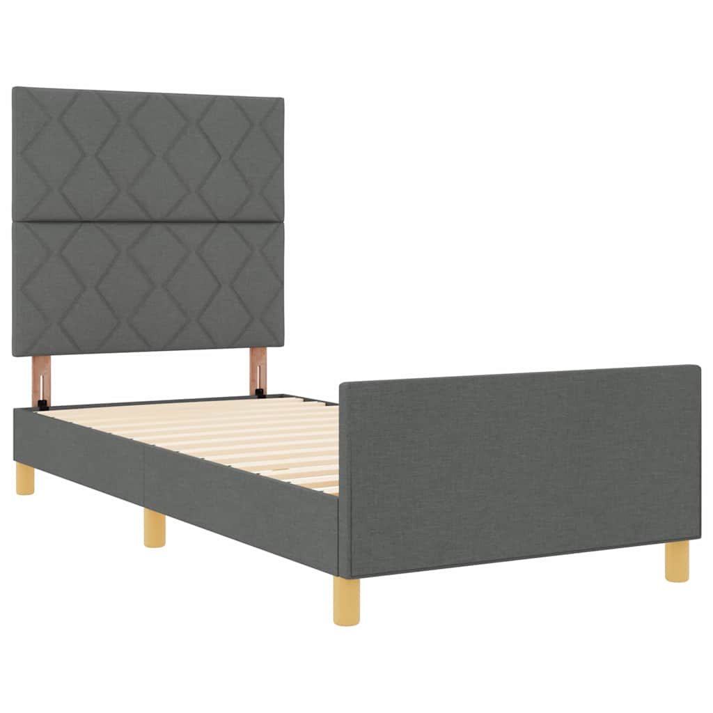 Bed Frame with Headboard Dark Grey 90 x 190 cm Fabric