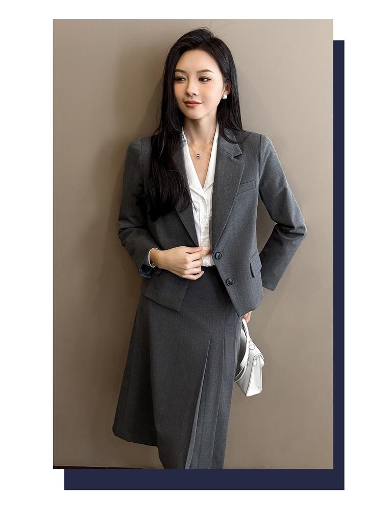 Профессиональный антивозрастной костюм-двойка для ранней осени, маленького размера, для собеседования, с юбкой миди