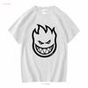 Spitfire Wheels BIGHEAD LOGO Футболка для скейтборда УГОЛЬНО-ЧЕРНЫЙ винтажная стираная модный принт Универсальная Удобная Повседневная
