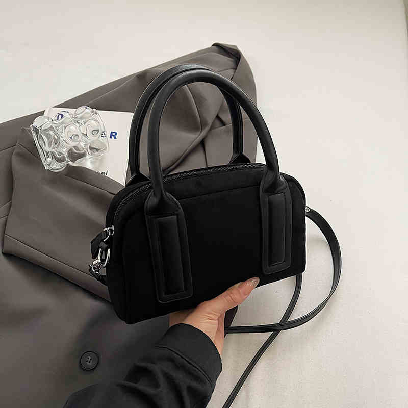 Осенне-зимняя винтажная замшевая сумка через плечо для женщин, нежные коричневые сумки-тоут для боулинга, женские повседневные рабочие сумки