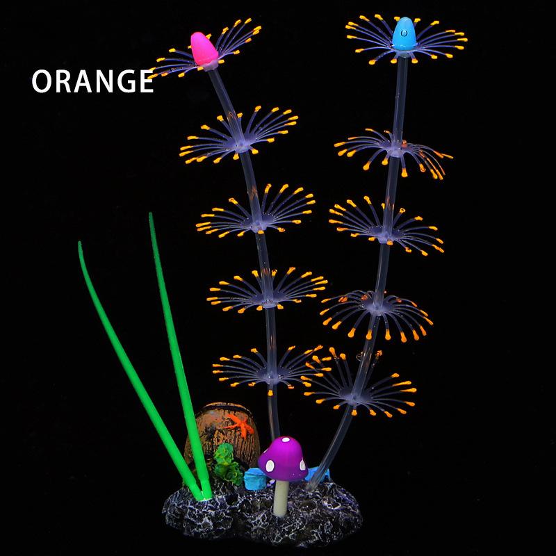 Имитация водных растений Флуоресцентный силикон Водная трава Ландшафт аквариума Украшение аквариума Коралловый ландшафт Домашний декор