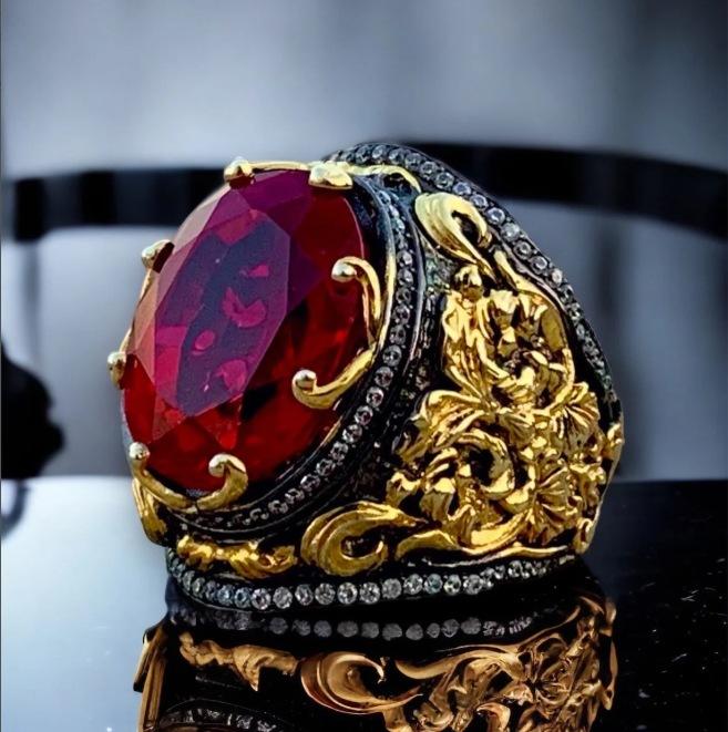 Стильный Роскошный Квадратный Набор Колец Изумрудно-Зеленого Цвета для Мужчин Новый Элегантный