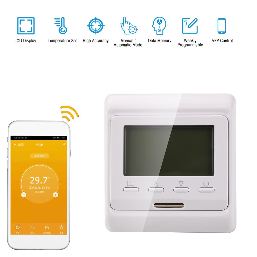 Wi-Fi интеллект, термостат с подогревом пола, 220 В, ЖК-экран, программируемая температура, приложение Vioce Control, термостат, контроллер теплого пола