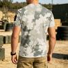 Men Tactical Camouflage Pattern Crew Neck Loose Fit Short Sleeve Outdoor Quick Dry T Shirt with Velcro Patch Panel