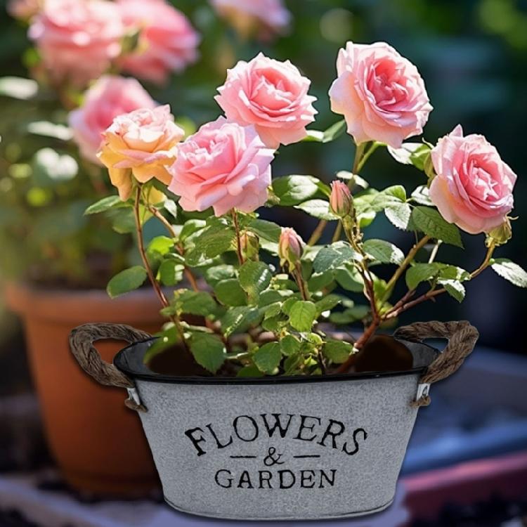 4pcs Stylish Iron Planter Pots with Letter Handmade Decorative Flower Bucket Floral Arrangement Containers for Home