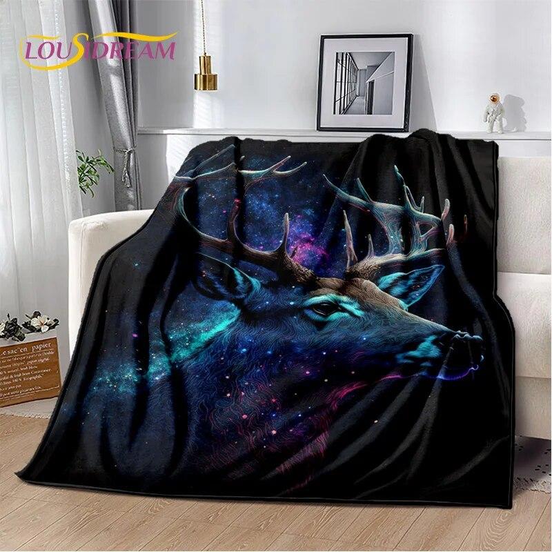 3D Dream Forest Christmas Elk Sika Deer Soft Plush Blanket,Flannel Blanket Throw Blanket for Living Room Bedroom Bed Sofa Cover