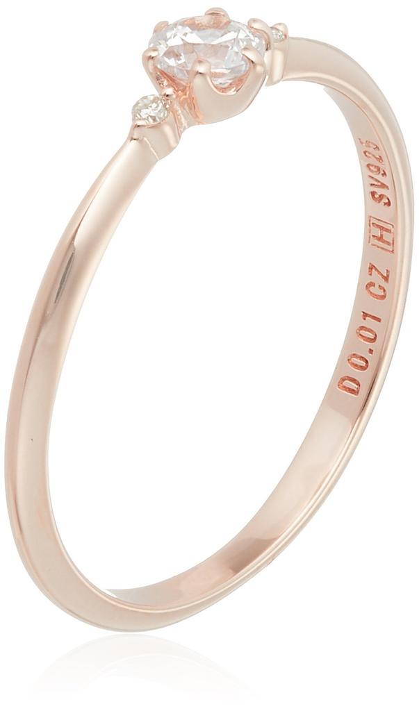 Кольцо Vendome из серебра 925 пробы с бриллиантами и фианитами, розовое золотое покрытие 11 GS9R801311DI [Официальный] [VIH Aoyama] 0,01 карата Нет.