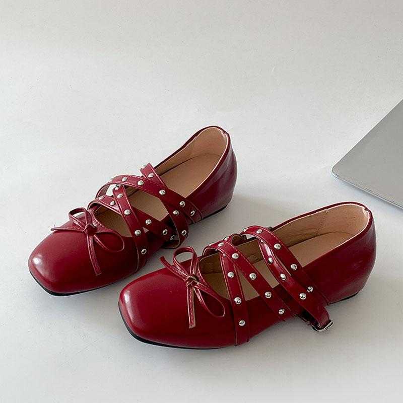 Празднуйте французские ретро туфли Мэри Джейн с мелким вырезом для женщин, с внутренней танкеткой, квадратным носком, одинарные, с перекрещенными ремешками, однотонные балетки