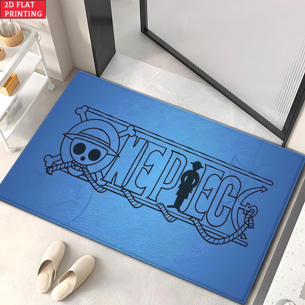 Anime Pirate Crew Treasure Doormat, Cartoon Character Non-slip Floor Mat, Decorative Entrance Rug for Home Living Room Bedroom