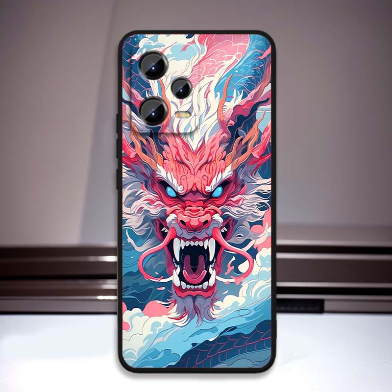 Чехол для телефона с дизайном дракона в стиле аниме для Xiaomi Redmi Note 15 14 13 12 12S 11E 11 11S Pro Plus 4G 5G, черный, мягкий ТПУ