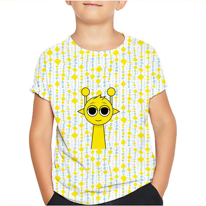 Sprunki Incredibox Детская футболка для девочек Игровые летние топы для малышей Футболки для малышей Детская одежда Футболки с героями мультфильмов Повседневная одежда с коротким рукавом