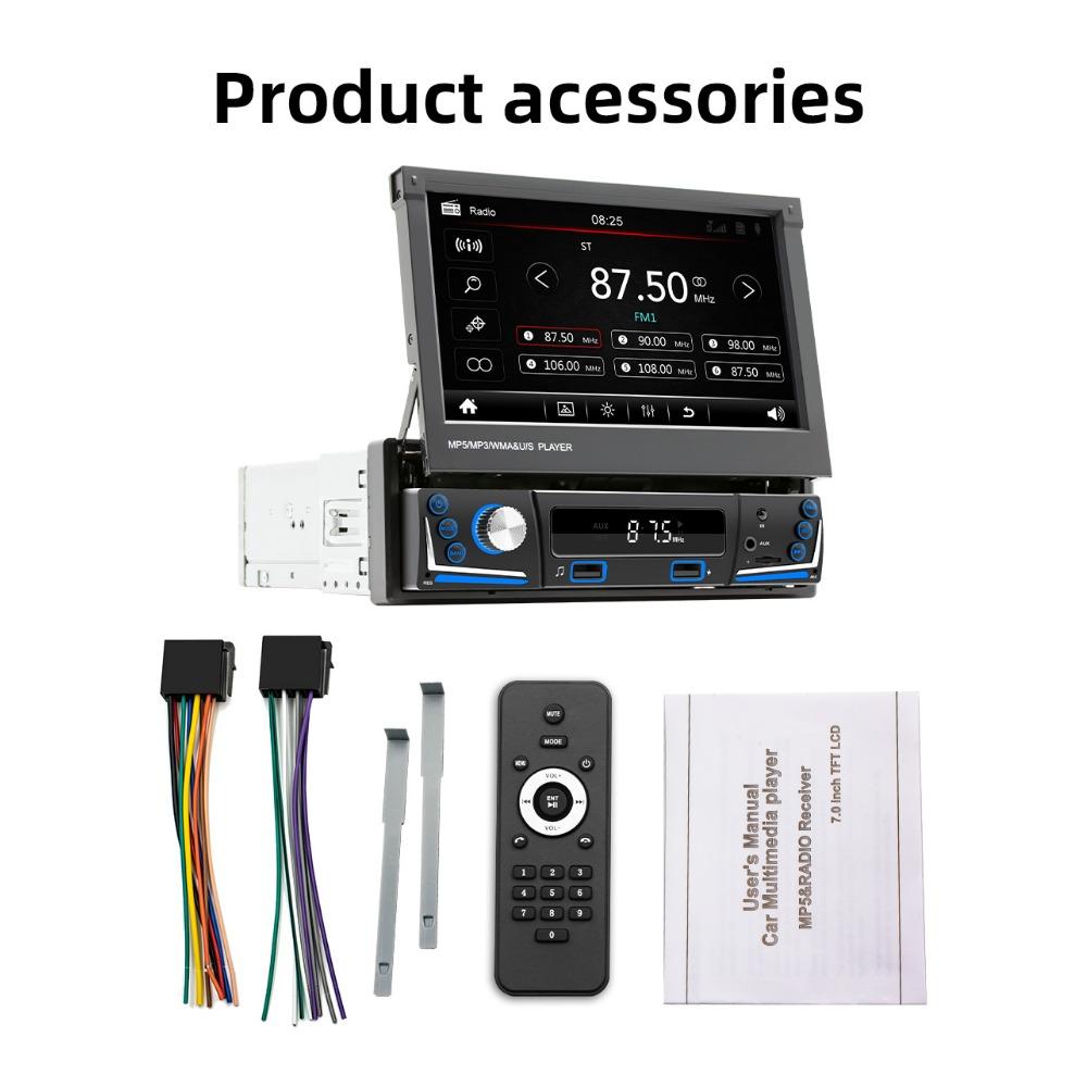 Автомобильный радиоприемник 1Din, мультимедийный MP5-плеер, 7-дюймовая универсальная навигация с Android Auto и Bluetooth, HD-экран, USB TF FM-стерео