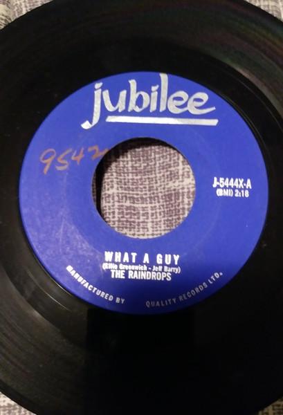 7-дюймовая пластинка RAINDROPS - What A Guy / It's So Wonderful J5444X Jubilee 1963 Канада Поп Б/у