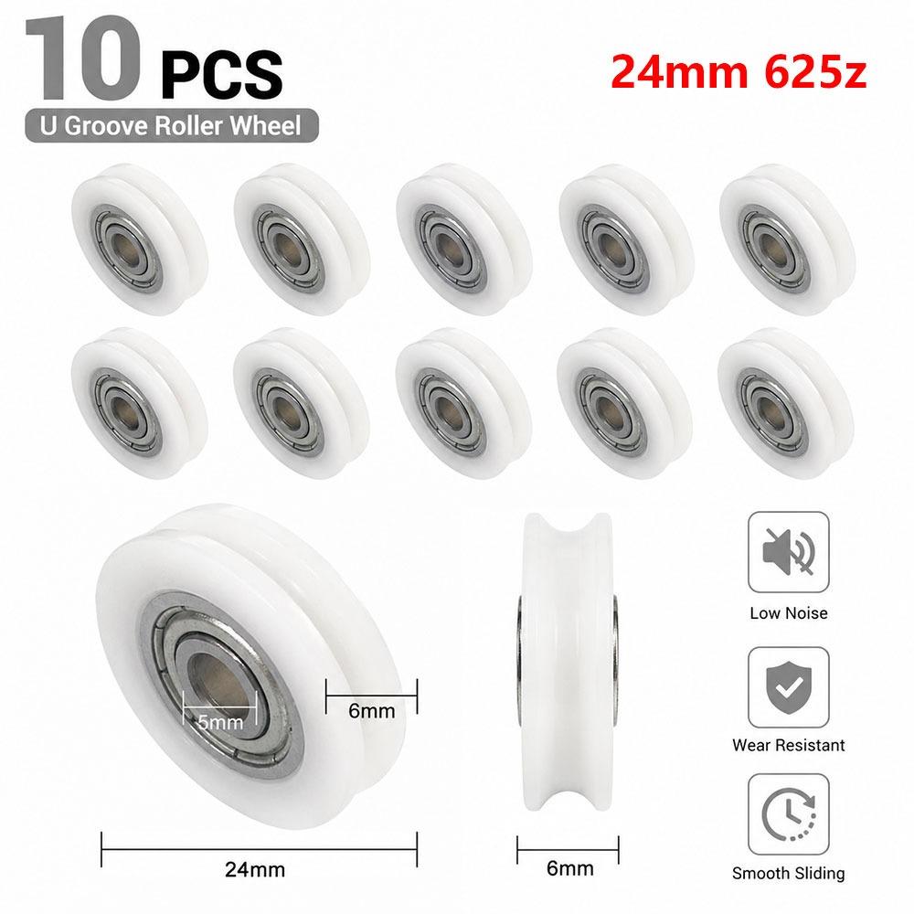 10Pcs Nylon POM Bearing Pulley Stainless Steel Rubber-Coated Pulley  for Doors Windows