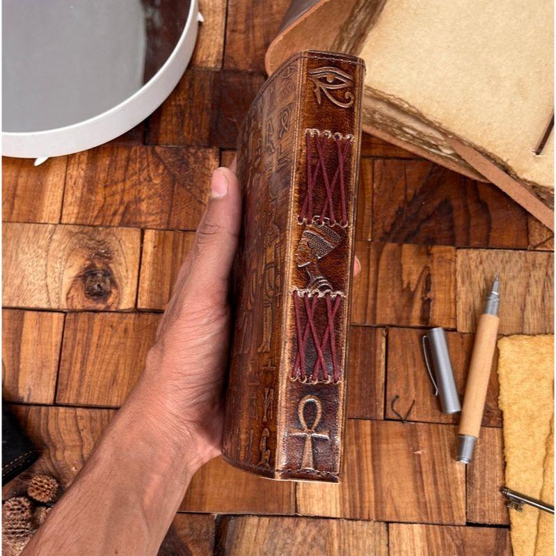 Египетский винтажный кожаный журнал с замком, древняя книга теней с иероглифами, гримуар, пустая книга заклинаний, дневник ведьмы, духовные подарки