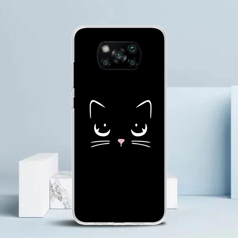 Мультяшный Милый Черный Кот Чехол Для Телефона Для Xiaomi Poco F7 Ultra X5 X6 X7 Pro M7 Redmi 15C 15 13C 13 12C 12 10C 10 10A 9 9C 9A 9T Чехол