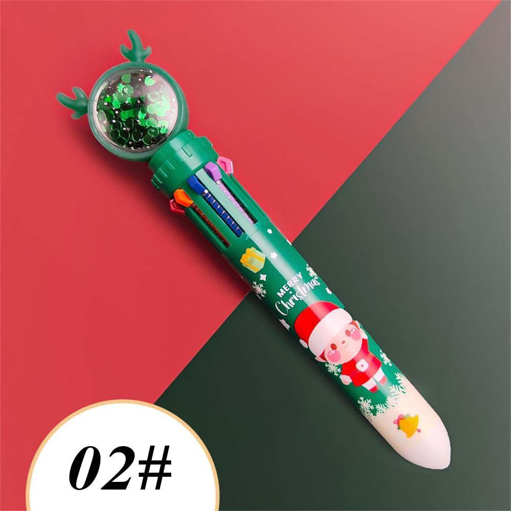 School Office Stationery Elk Christmas Gift Colorful Refill Rollerball Pen 10 Colors Ballpoint Pen Christmas Ballpoint Pens